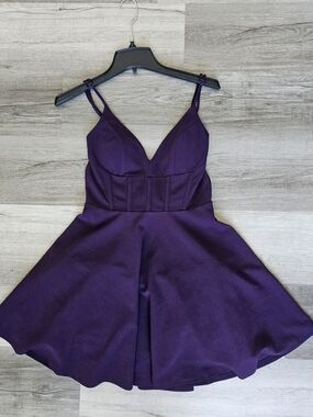 City Studio Purple Skater Dress with Corset Bodice